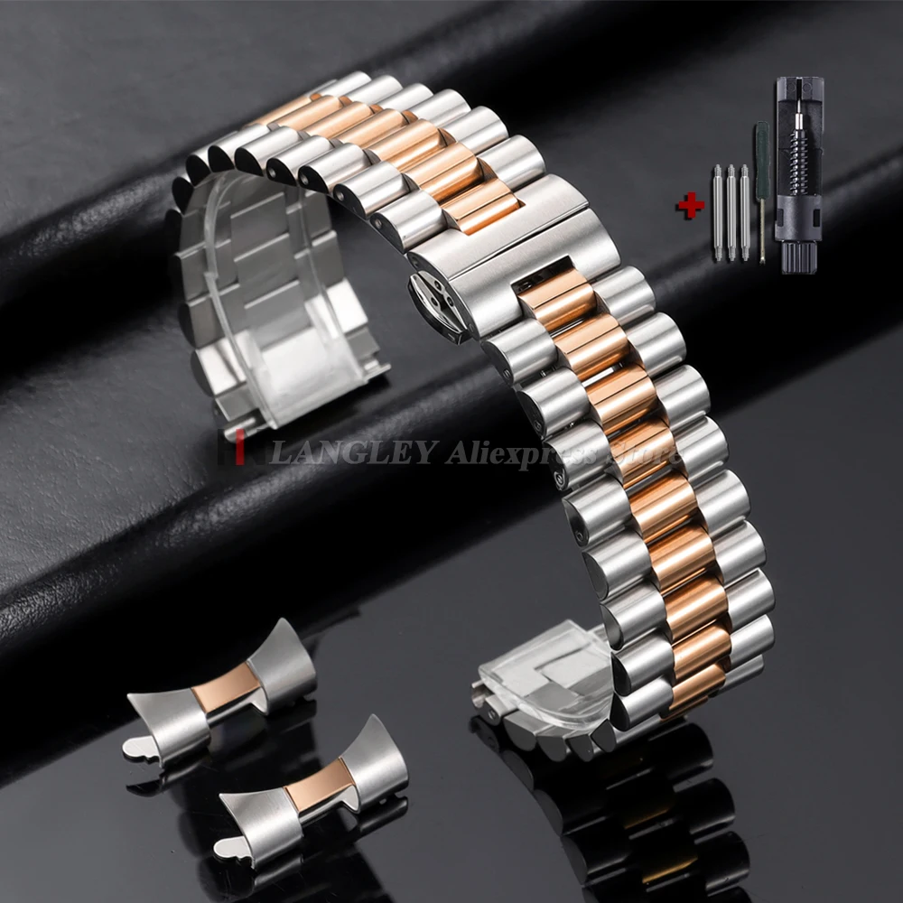 Universal Solid Stainless Steel Watch Strap - Premium Curved End Wristband