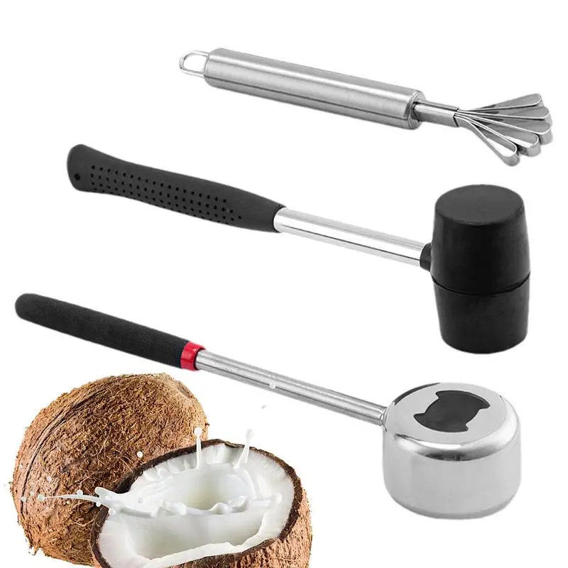 

3pcs Coconuts Opening Tool Set multifunctional coconut shell opener with Anti-Slip Handle Creative Household Coconut Tool