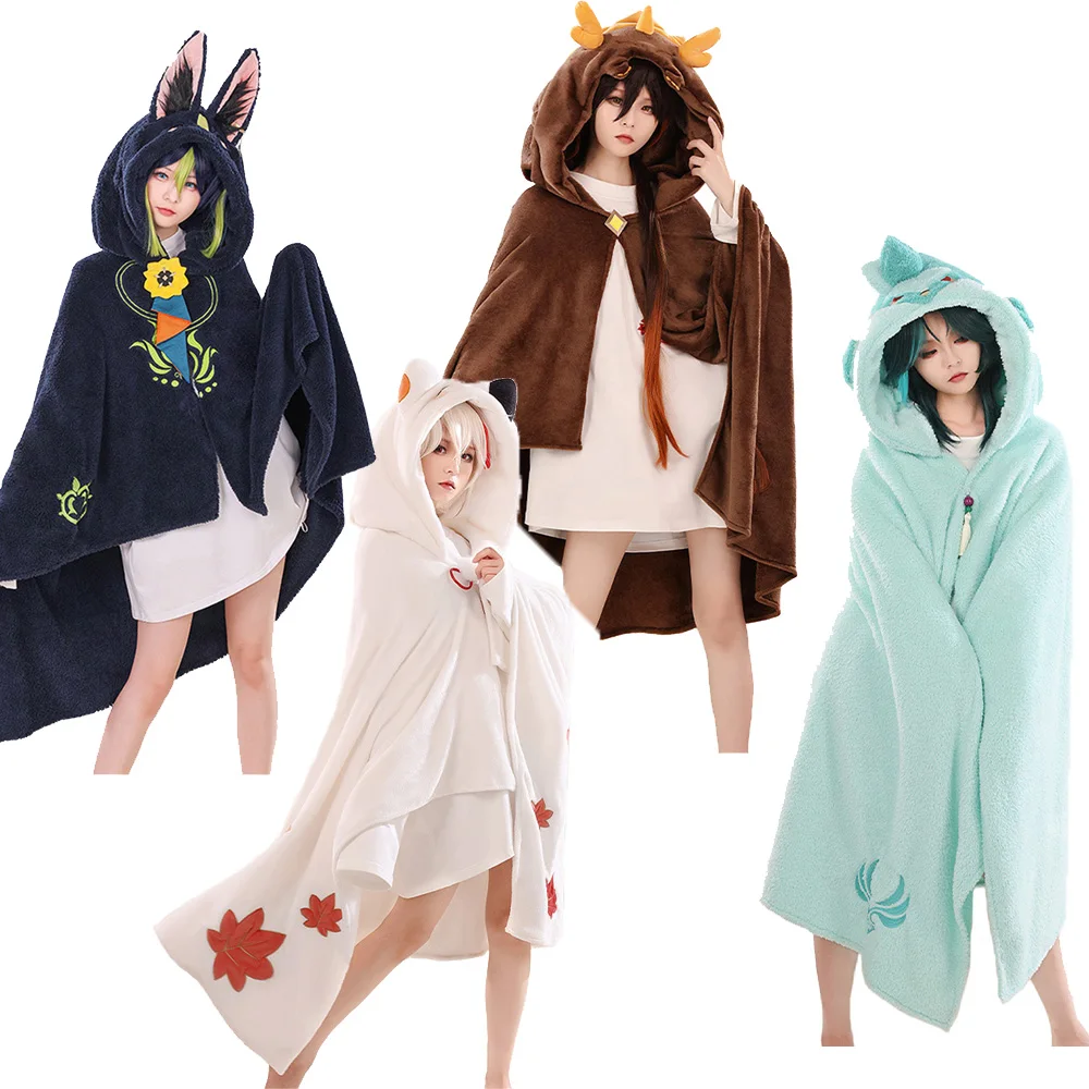

Genshin Impact Kazuha Tighnari Xiao Zhong Li Cosplay Costume Flannel Nightgown Cloak Robe Pajamas Outfits Halloween Party Suit