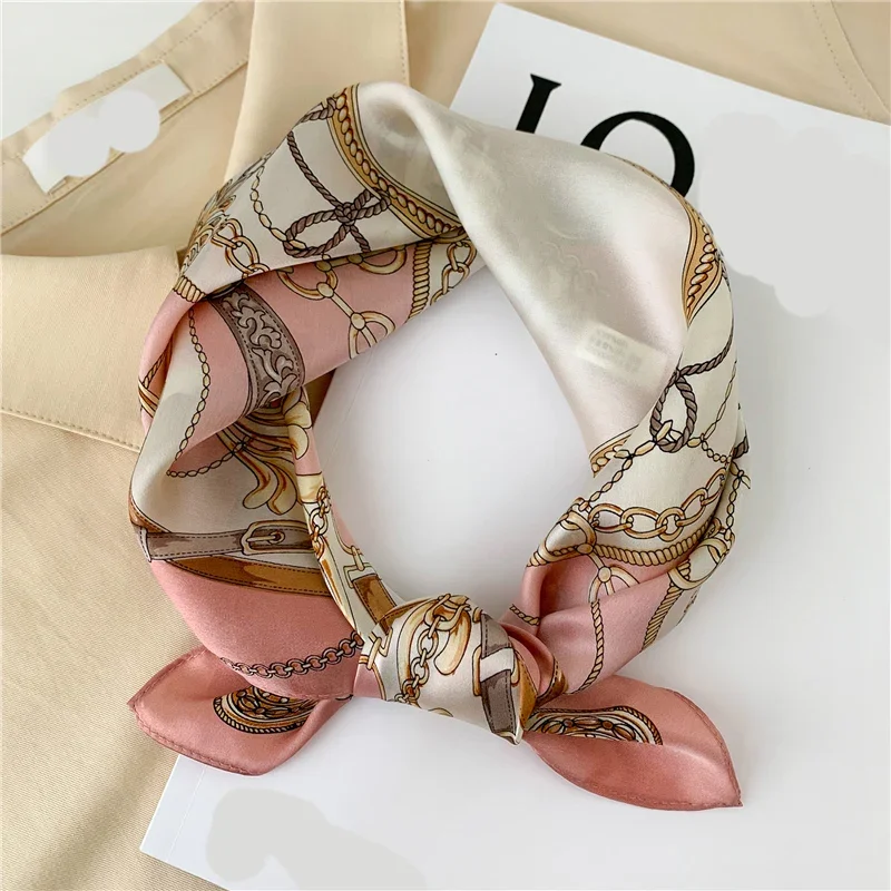 

100% Real Silk Scarf Women Foulard Neck Hairband Small Square Scarves Spring Female Kerchief Tie Design Print Bandana 2022