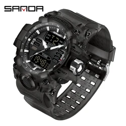 Luxury Men's Outdoor Sports LED Analog-Digital Chronograph Watch - 50M Waterproof (Transparent Black)