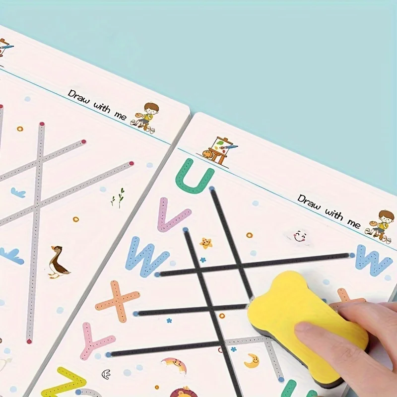 34-page Reusable Educational Workbook Set, Perfect Children's Drawing And Handwriting Training, Ideal For Christmas_voghion.com