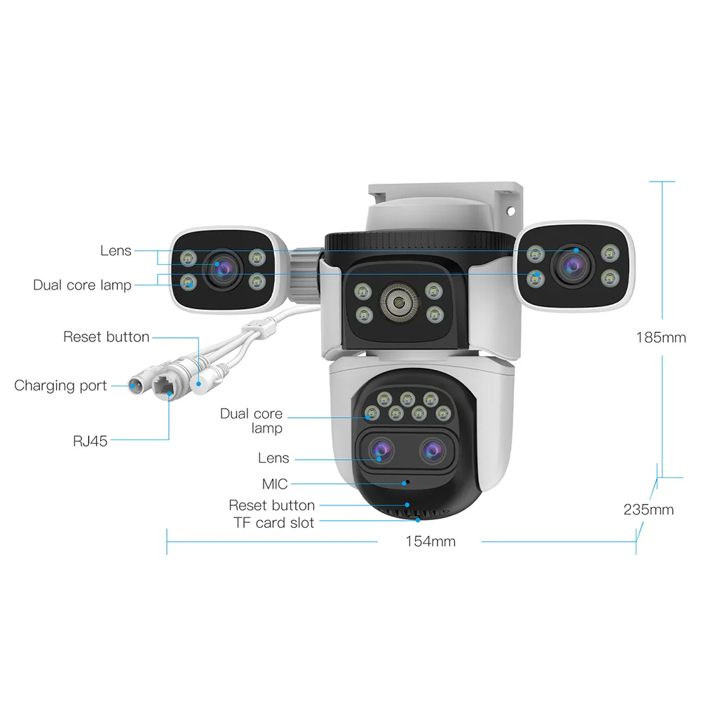 Vstarcam 4K 8MP Telecamera IP Quattro Obiettivi di Sicurezza Esterna WIFI Smart Tracking Cam Video Sorveglianza Zoom 10X IP66 Telecamera Impermeabile - immagine 6