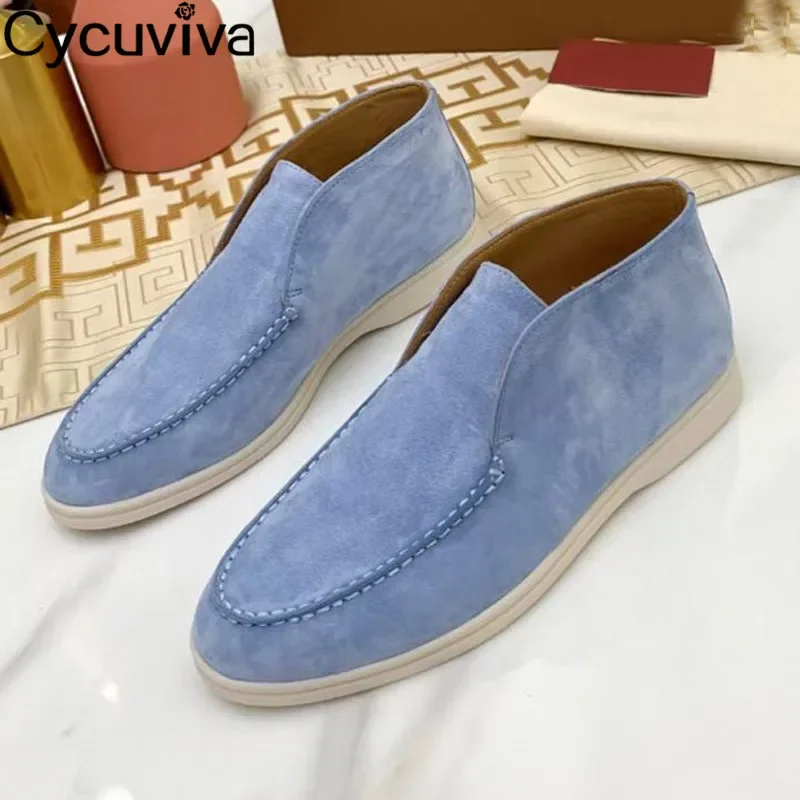 

Туфли Cycuviva женские замшевые, повседневная обувь на плоской подошве, высокие лоферы, без застежки, мюли для прогулок, лето, 2022