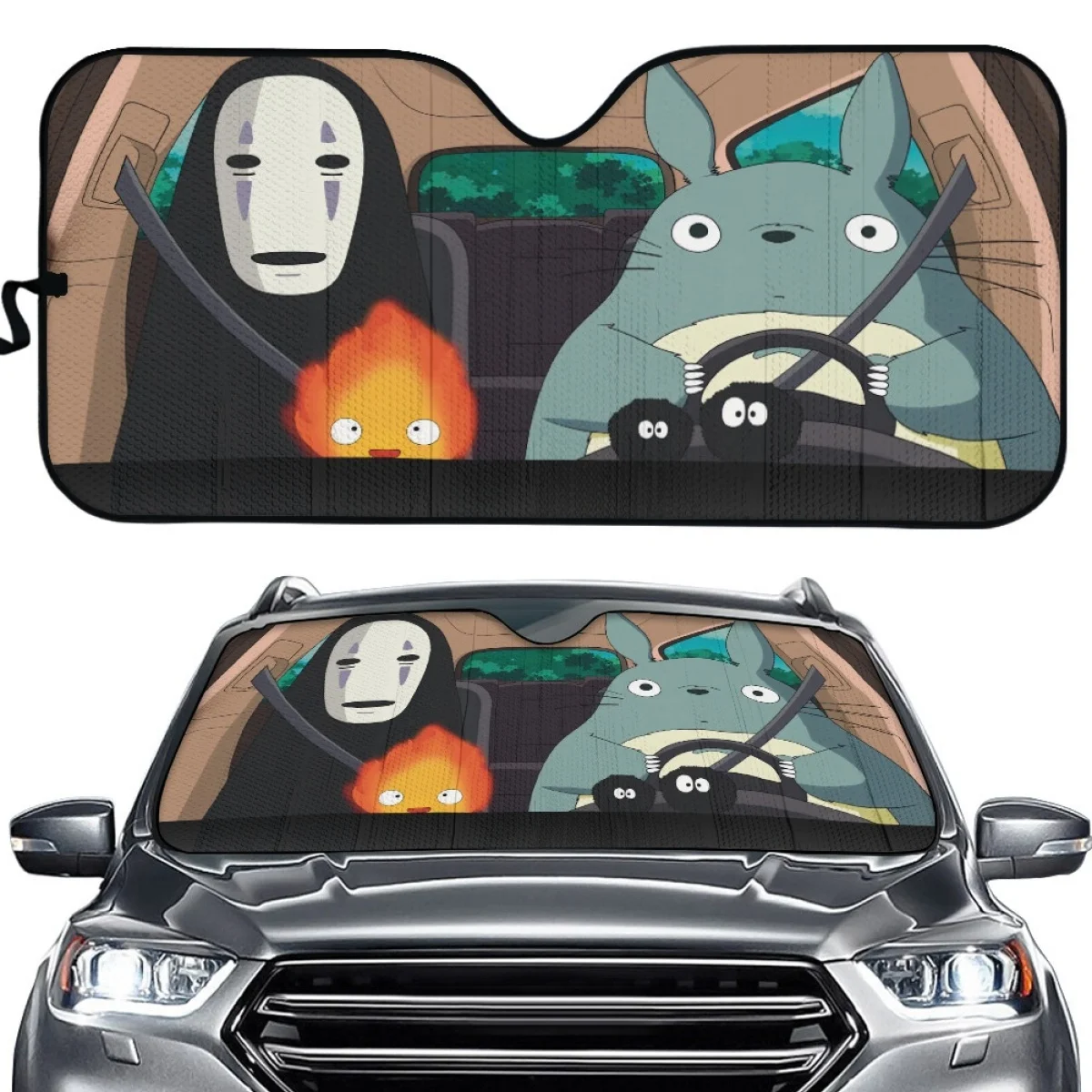 

INSTANTARTS Japanese Anime となりのトトロ Car Sun Visor Auto Accessories Sunscreen UV Protection Front Windshield Protection Sunshade