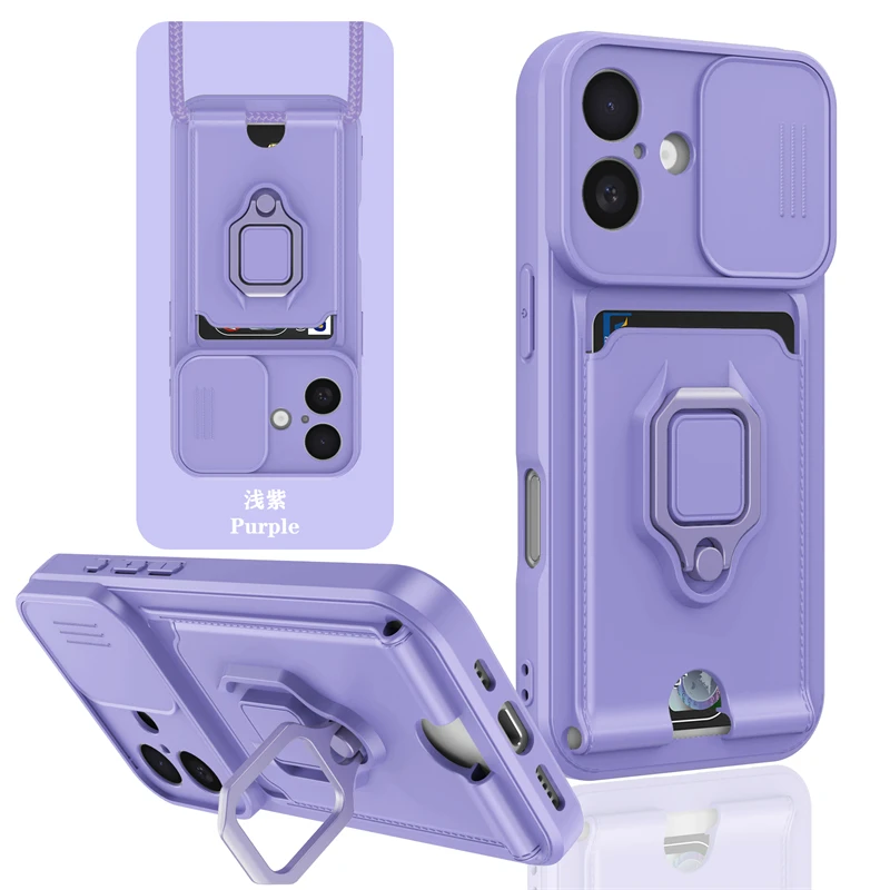 Universal Smartphone Case with Card Pocket, Lens Protection, and Ring Holder