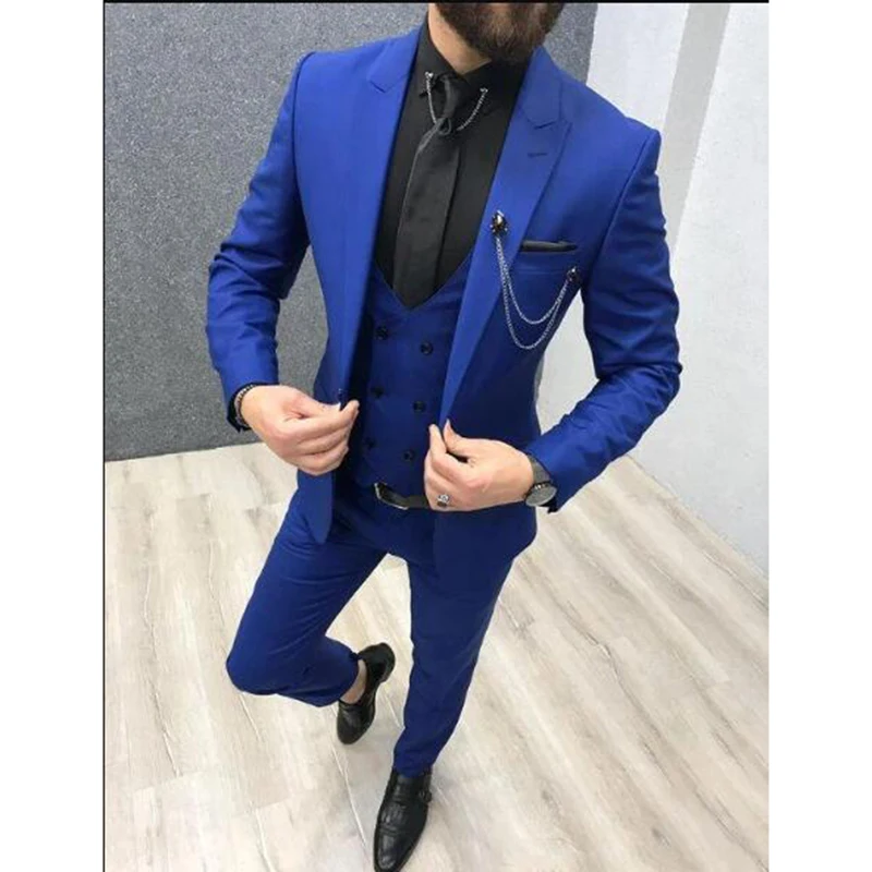 Nuovi abiti da sposa classici per uomo 2024 Risvolto con visiera Custom Made Sposo Smoking da sposa Slim Fit Abito maschile (giacca + pantaloni + gilet) - immagine 5