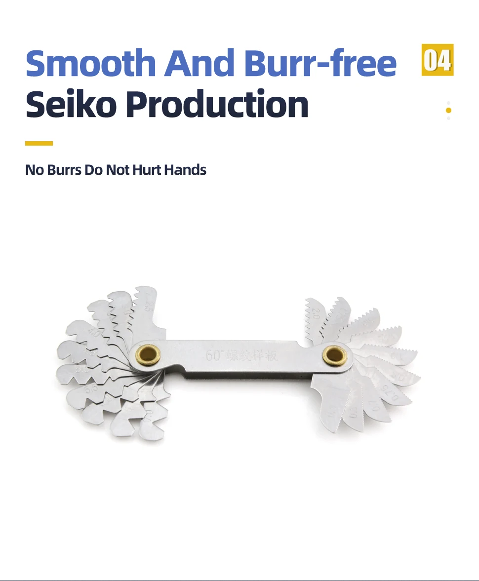 Description Picture 5 of item55/60 Degree Thread Plug Gauge Metric Imperial Gear Tooth Screw Pitch Gauges Carbon Steel Measuring Tool Tap Thread Measurement