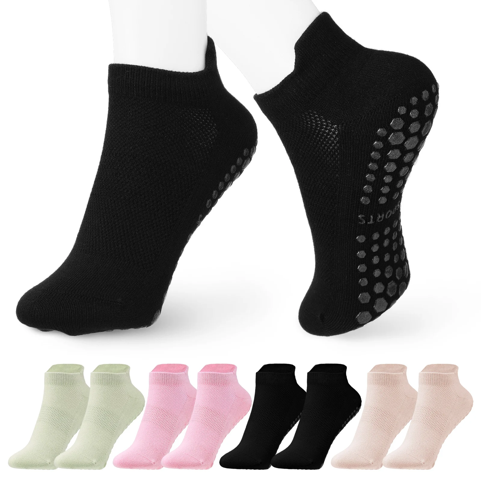 

4 Pairs Fitness Pilates Socks for Men Short Grip Yoga Cotton Women Woman Ankle Womens Fashion
