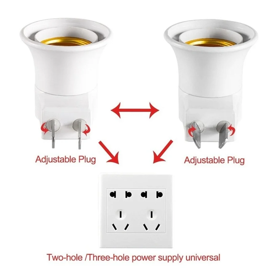 LED E27 220V 6A Light Male Socket to EU US Type Plug Adapter Converter for Bulb Lamp Holder With ON/OFF Button