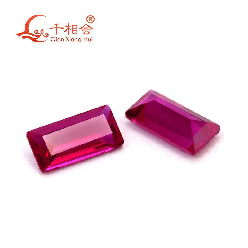 

Red color 1.5*3-3*5mm rectangle baguette shape emerald cut artificial lab created ruby loose gem stone for jewelry making