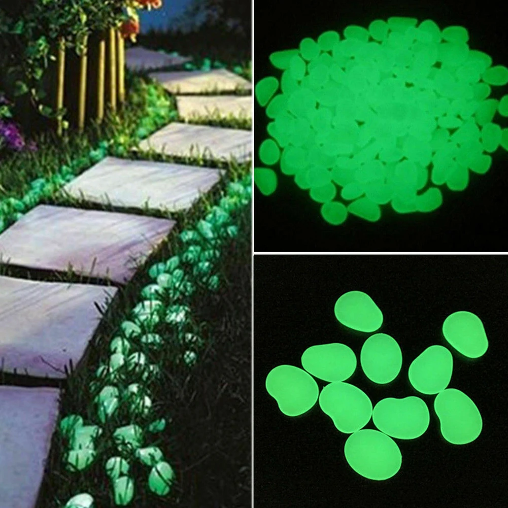 50pcs Luminous Stones Glow In The Dark Pebbles Garden Pebbles Fish Tank Decoration glow stones artificial stones