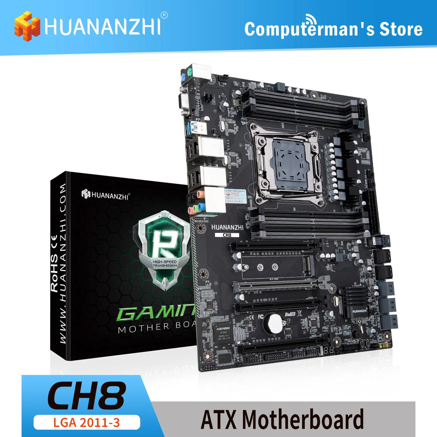 

HUANANZHI X99 CH8 Motherboard support Intel XEON E5 LGA2011-3 All Series DDR4 RECC NON-ECC memory NVME M.2 Server workstation