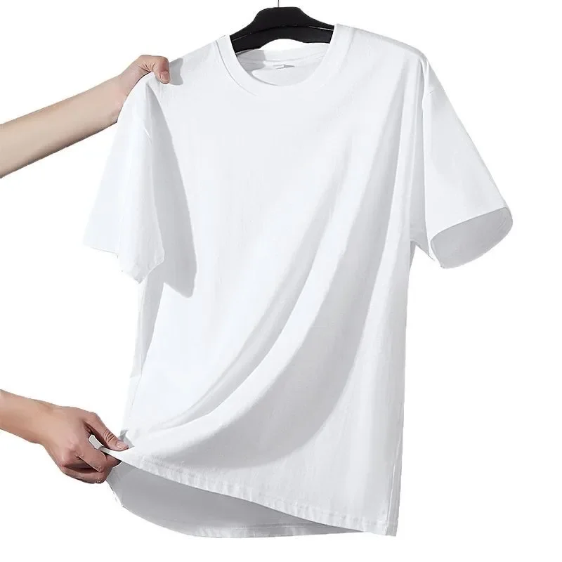 T-shirt da uomo 2025 estiva oversize in cotone, casual, di alta qualità, a maniche corte, tinta unita, top sportivo basic - immagine 3