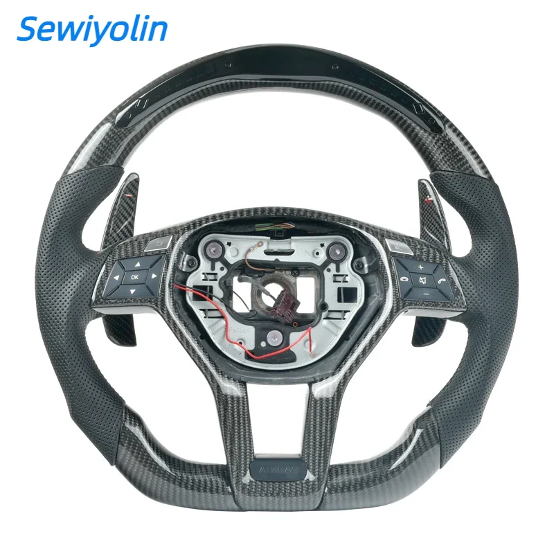 

Carbon Fiber Steering Wheel Perforated Leather For Benz w204