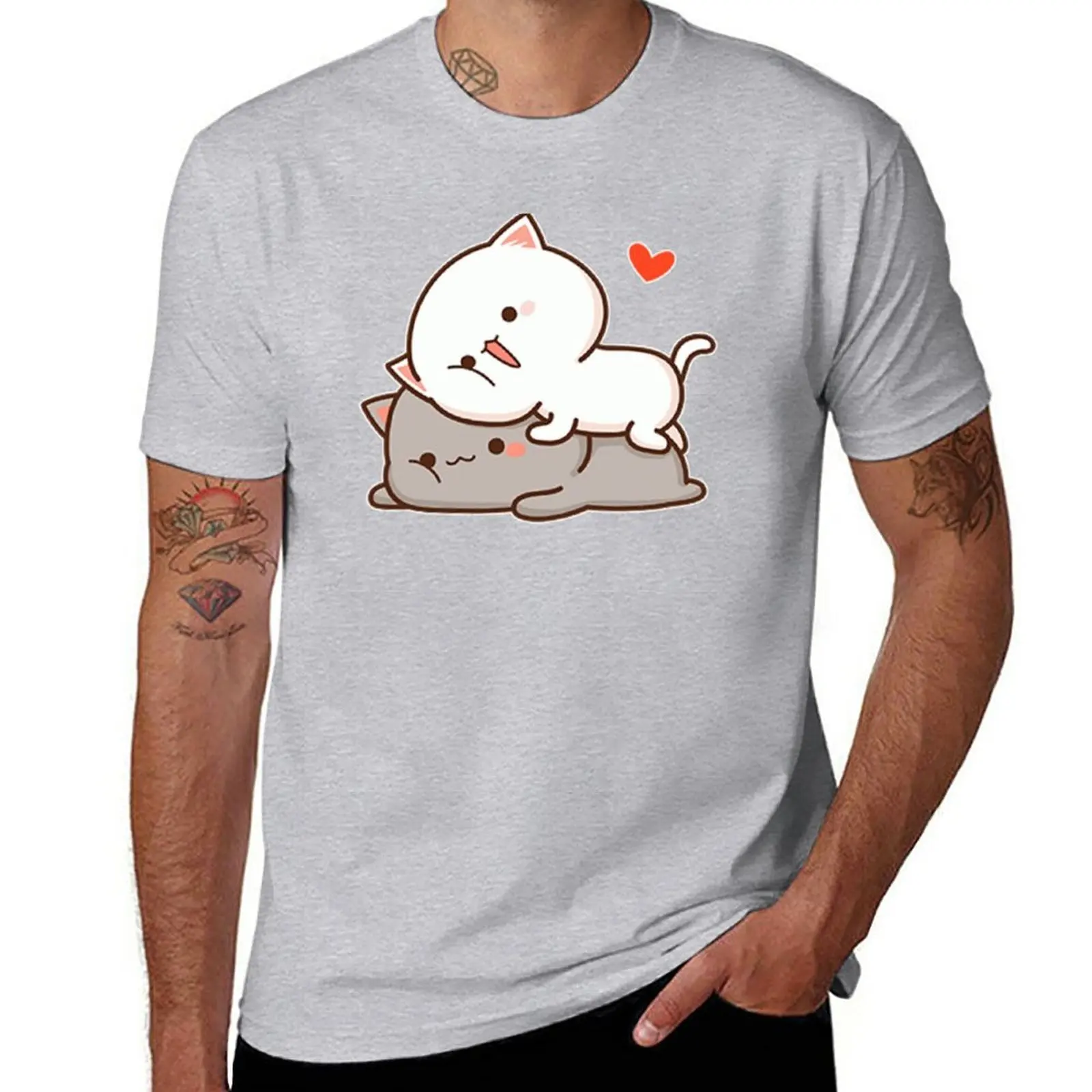 

New cute mochi peach cat T-Shirt aesthetic clothes tops vintage clothes quick drying t-shirt black t-shirts for men