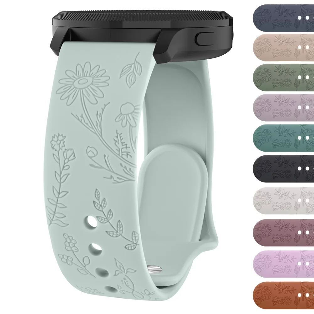 Correa De Silicona Grabada Para Amazfit GTS/GTR/Bip - 20mm, Diseño Floral, Cierre Doble, Compatible Con Múltiples Modelos De Reloj
