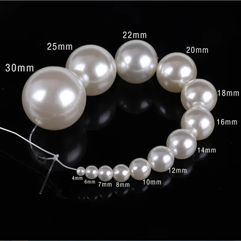 Imitation Pearl Beads DIY Craft 10-1000Pcs 3/4/6/8/10/12/14/16mm Straight Holes Beige Round Acrylic acrylic beads,imitation pearl beads,acrylic craft beads