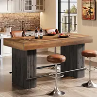 62.2 Inch Bar Table, Industrial Counter Height Pub Dining Table, Rectangular Home Bar Units with Metal Footrest for, Customized