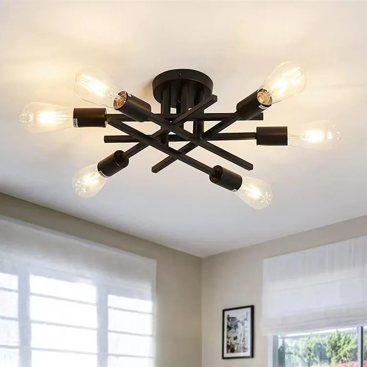 

Semi Flush Mount Modern Chandelier Mid Century Modern Chandelier Close to Ceiling Lighting Black Ceiling Light Fixture