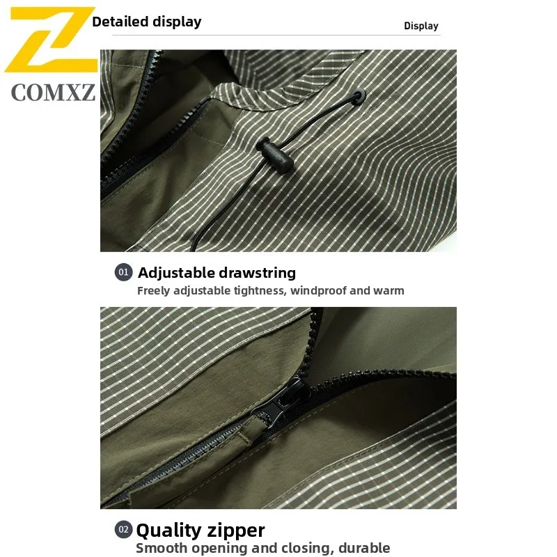 Autumn Men's Hooded Pullover Jacket Half-Zip Design Waterproof Windproof multifunctional Outdoor Top for Hiking Camping Fishing