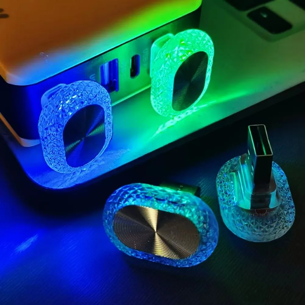 Compact USB LED Ambient Night Lights - Multicolor Decorative Illumination for Cars, Bedrooms, and Home Decor