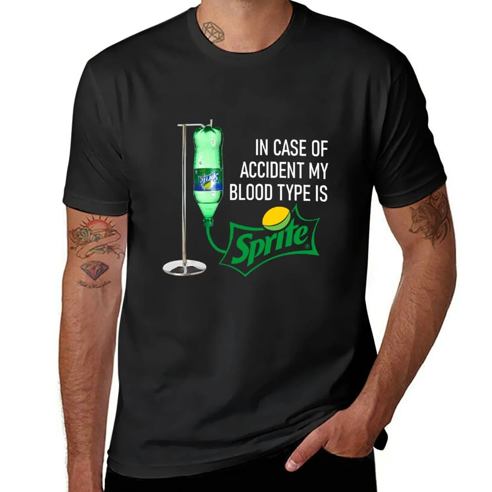 Caso Di Incidente My Blood Type Is Sprite T-Shirt Cute Tops Funnys Sports Fans Summer Tops Mens T Shirt Graphic