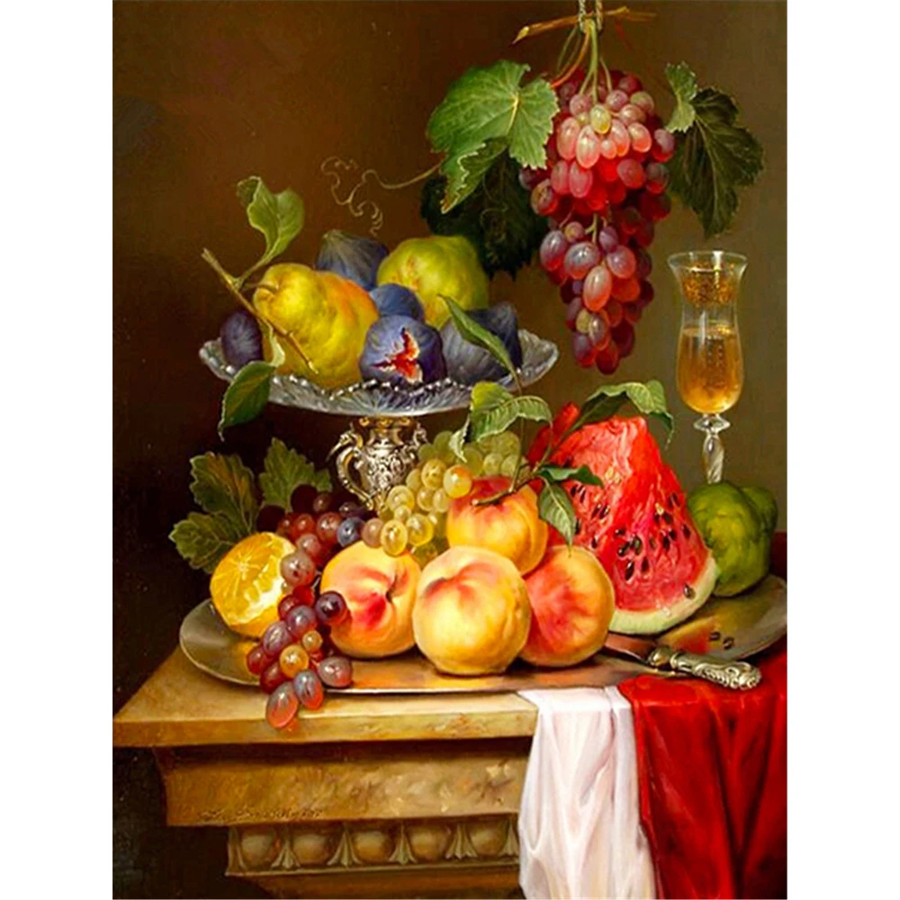 Obst Landschaft DIY 11CT Kreuz Stich Stickerei Kits Handwerk Hand Set Baumwolle Gewinde Gedruckt Leinwand Home Großhandel