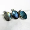 Top Quality Labradorite Pendant, Copper Plated White Gold Blue Fire Labradorite Charms, Teardrop Labradorite Jewelry 4
