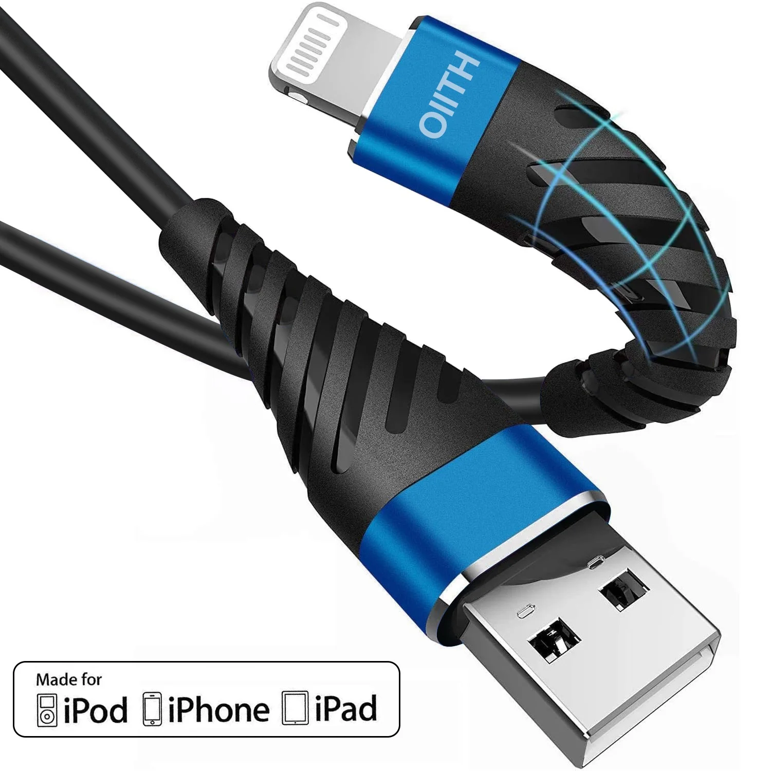thumbnail image 1 of Cable USB de carga rápida para teléfono móvil, Cable de datos de 2m y 6 pies, 2.4A, para iPhone 11, 12, 13 Pro, X, XS Max, 6, 7, 8 Plus, SE, iPad, 1 of 5