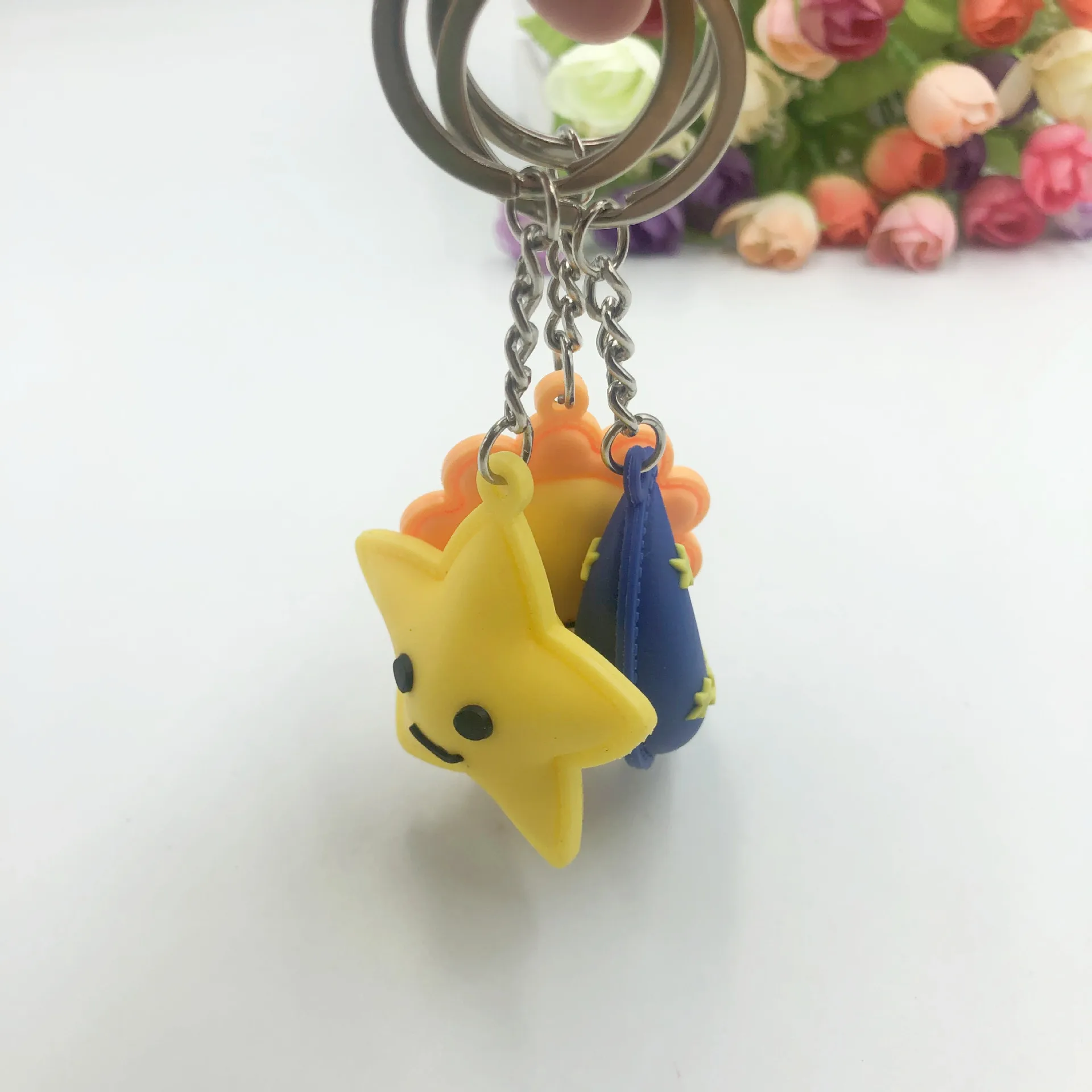 Cute Souvenir Gift Keychain Cartoon Smiling Sun Moon Key Ring