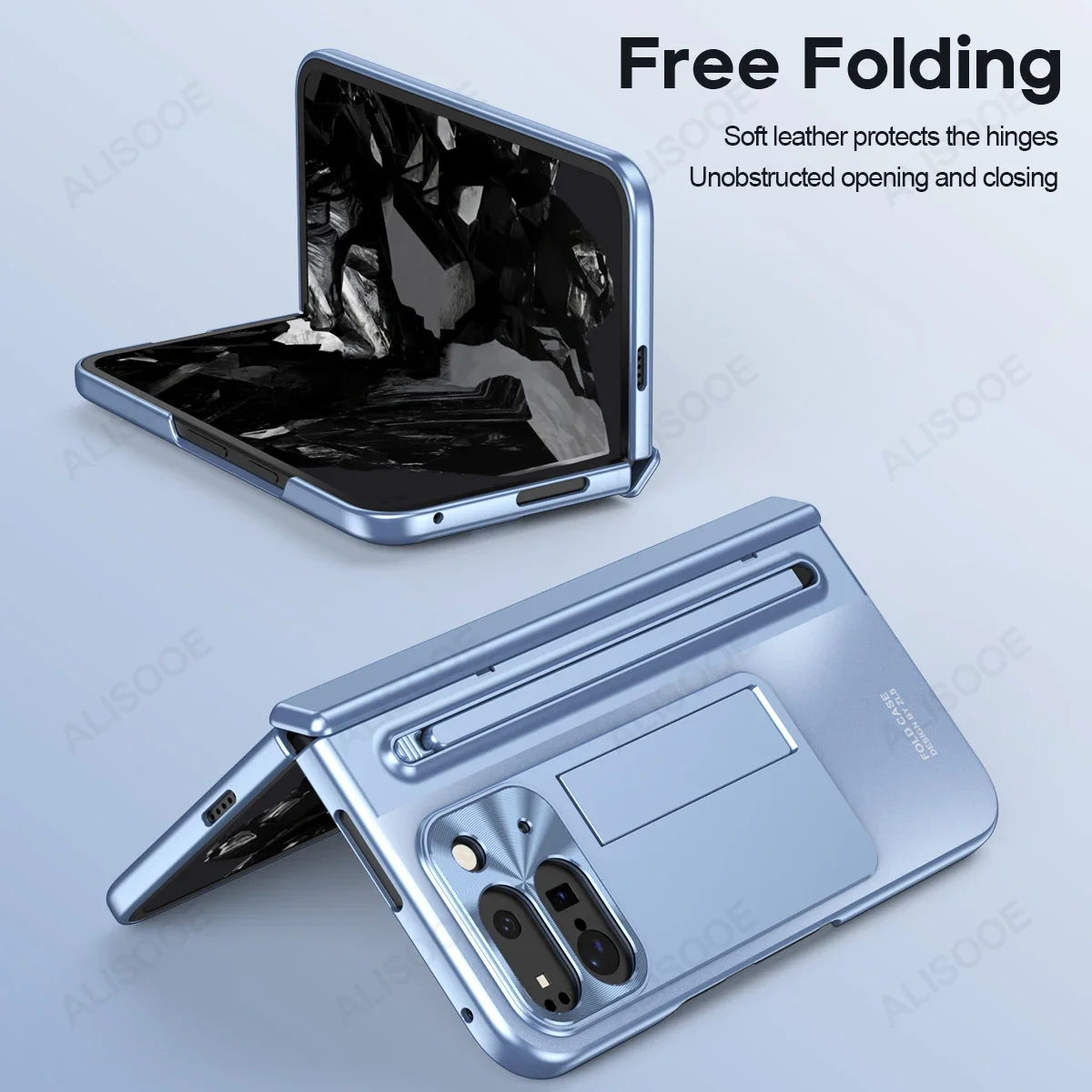 Touch Pen Holder Stand Protective Case with Front Screen Glass for Google Pixel 9 Pro Fold