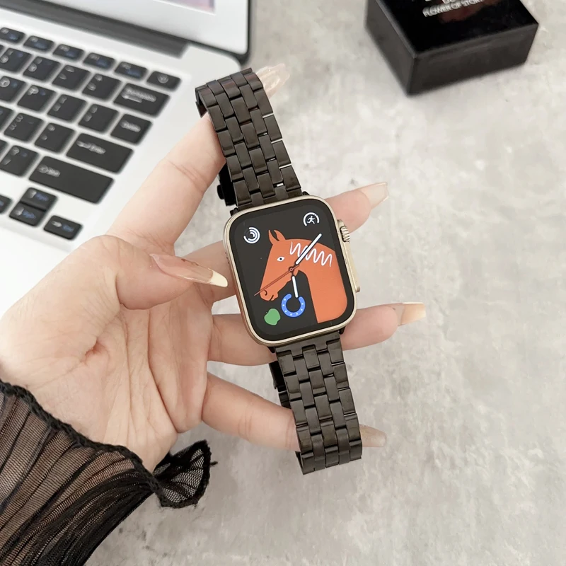 Metal Steel Strip Strap For Apple Watch Band 38/40/41MM 42/44/45/49MM Sports smart watch accessories bracelet iwatchS9Ultra8S7SE