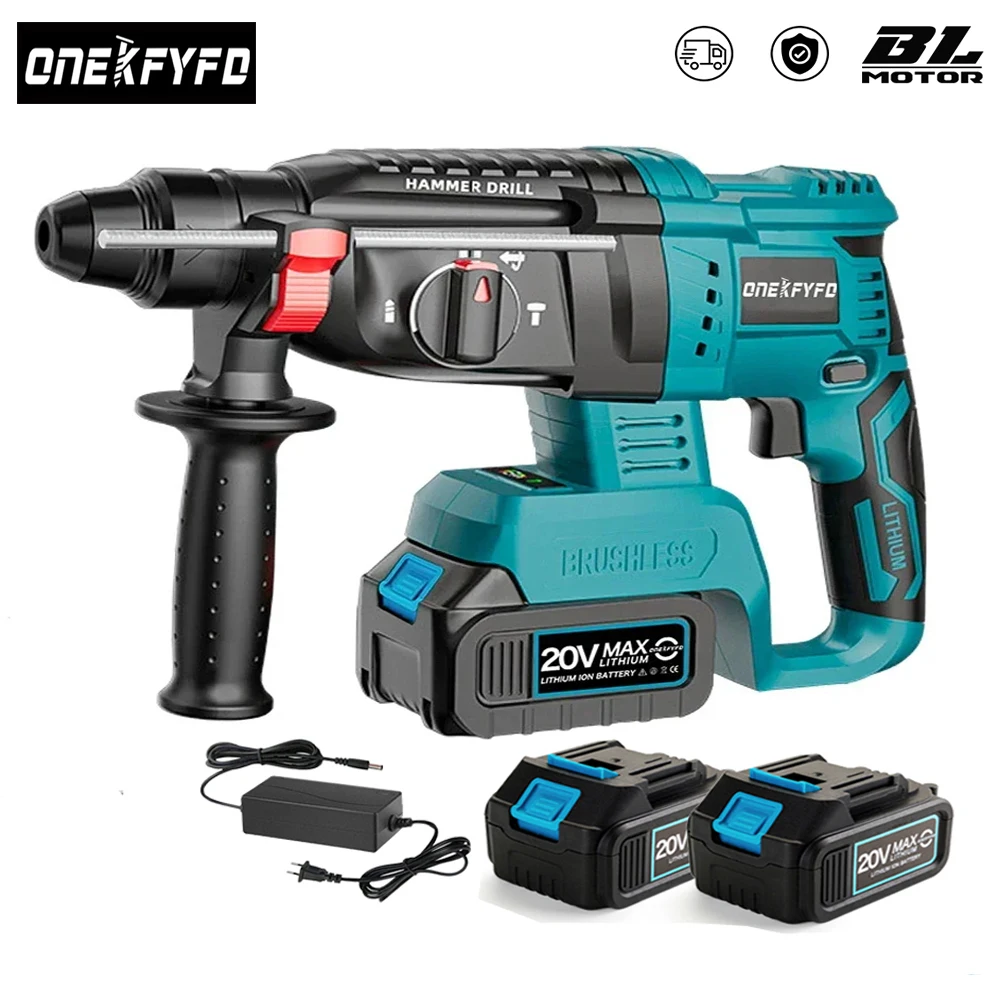 2 in1 Brushless Electric Hammer Impact Drill Cordless Screwdriver Rechargeable large Torque Power Tools For Makita 18V Battery nbsanminse sk 30 40 1 4 3 8 air vibrator percussion hammer energy saving magnetic impact of large powder falling effect