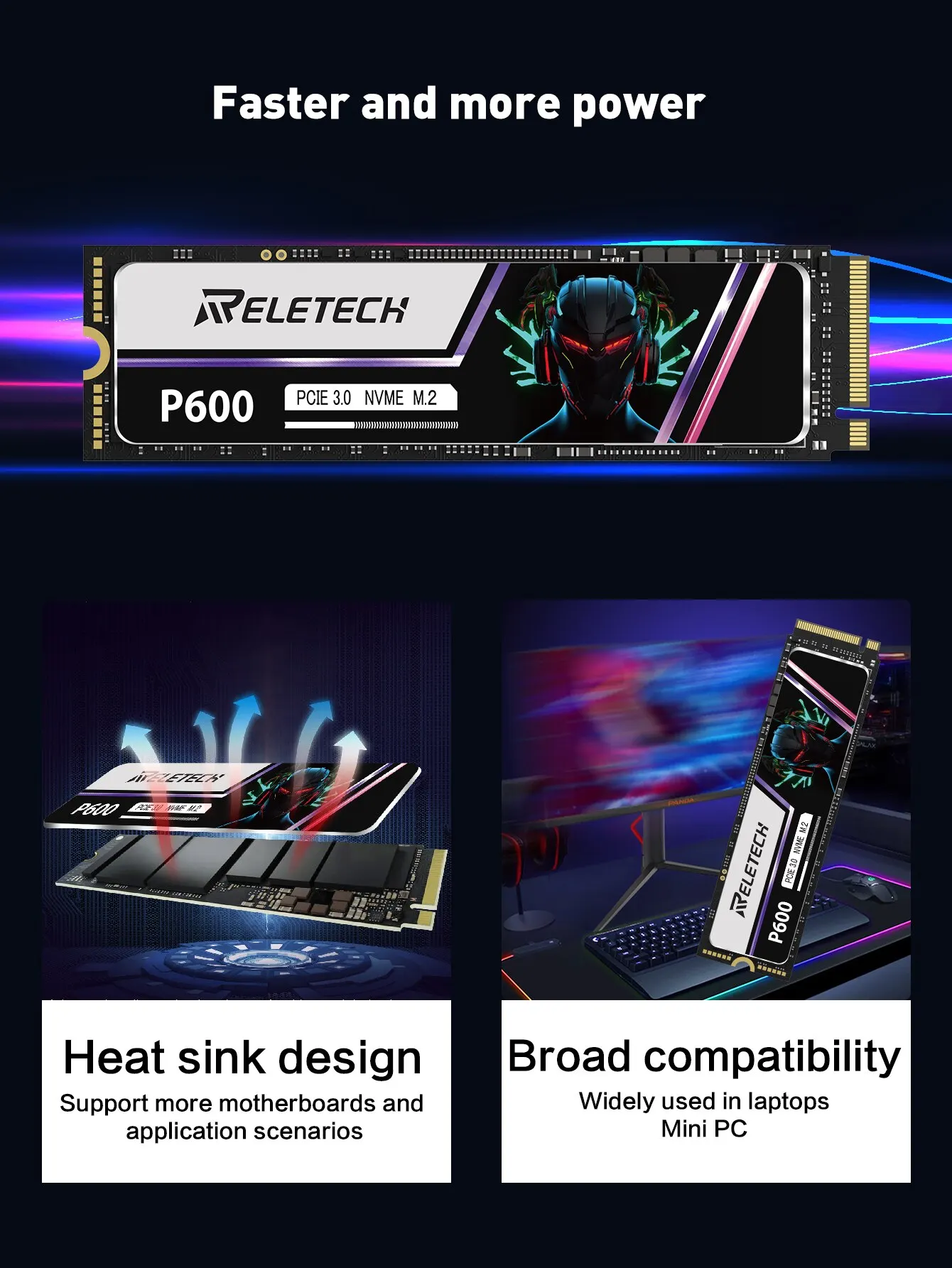 Reletech P600 M2 SSD NVMe 1TB 2TB 512G SSD M.2 2280 PCIe Gen3.0x4 Internal Solid State Drive Hard Disk For Laptop Desktop