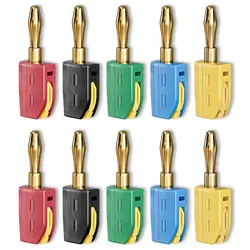 Gold - Plated High Current 4mm Quick Connect Banana Plugs - 32A (Pack of 10) (5 colors)