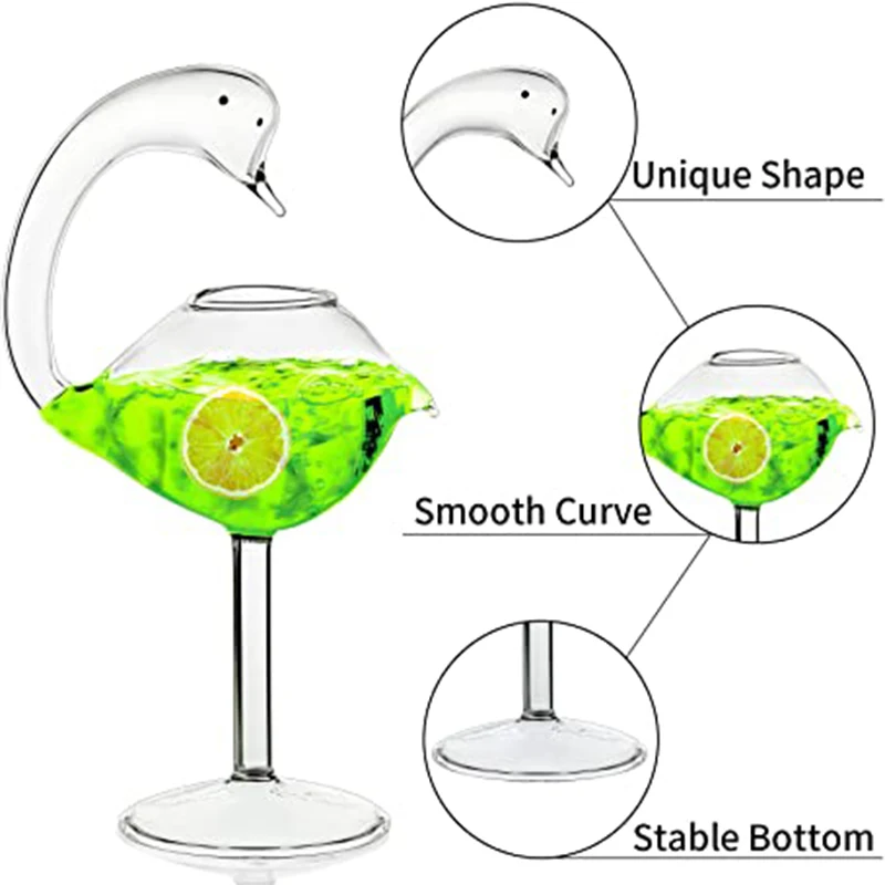 Swan Cocktail Glasses Creative Drinking Glasses Unique Wine Glasses  Margarita Glass For Cocktail Wine Martini Tequila