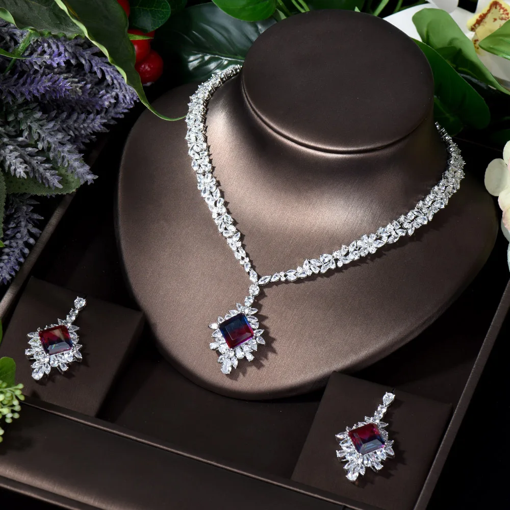 

HIBRIDE Square Design 2pcs Necklace and Earring Sets AAA Cubic Zirconia Jewelry Sets for Women Bridal Wedding Accessories N-1723