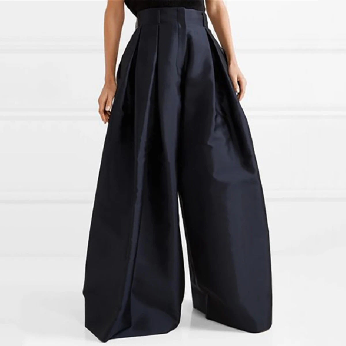 Yeezzi 2023 wiosna jesień damska moda stylowa miejska na co dzień luźna, wysoka w jednolitym kolorze szerokie nogawki spodnie dla kobiet