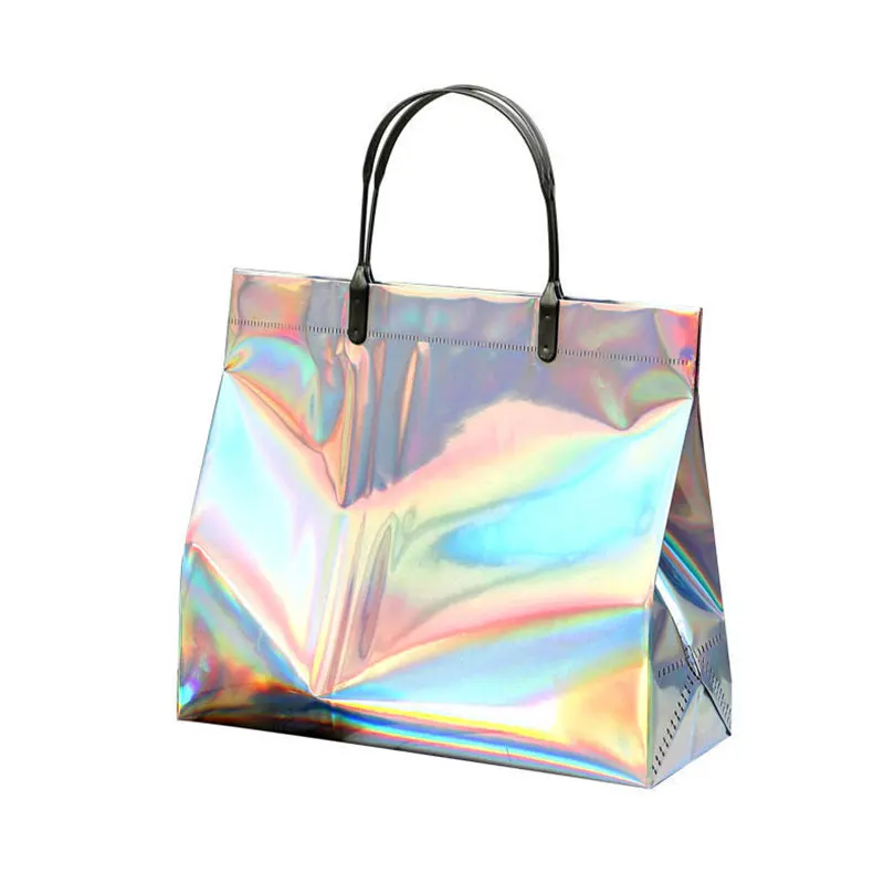 Fashion Women Clear Tote PVC Laser Waterproof Transparent Handbags Female Large Shopper Shoulder Bag Summer Beach Portable Pouch tote bags