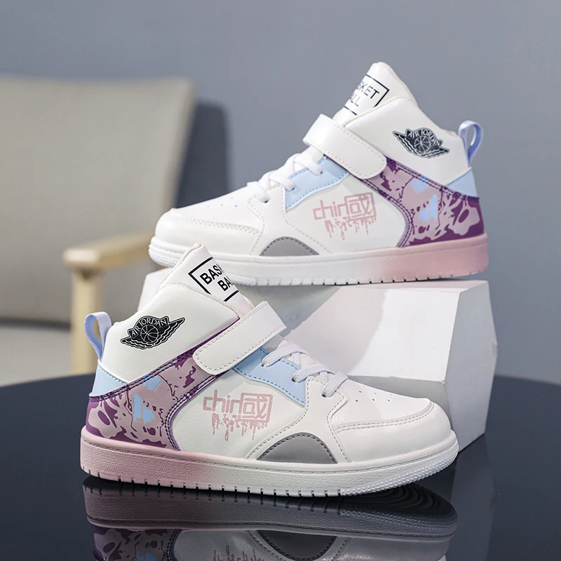 

Best Teenage Trainers for Unisex Brand Fashion Casual Shoes Kids High Top Leather Sneakers Boys Girls Comfortable Sport Shoe