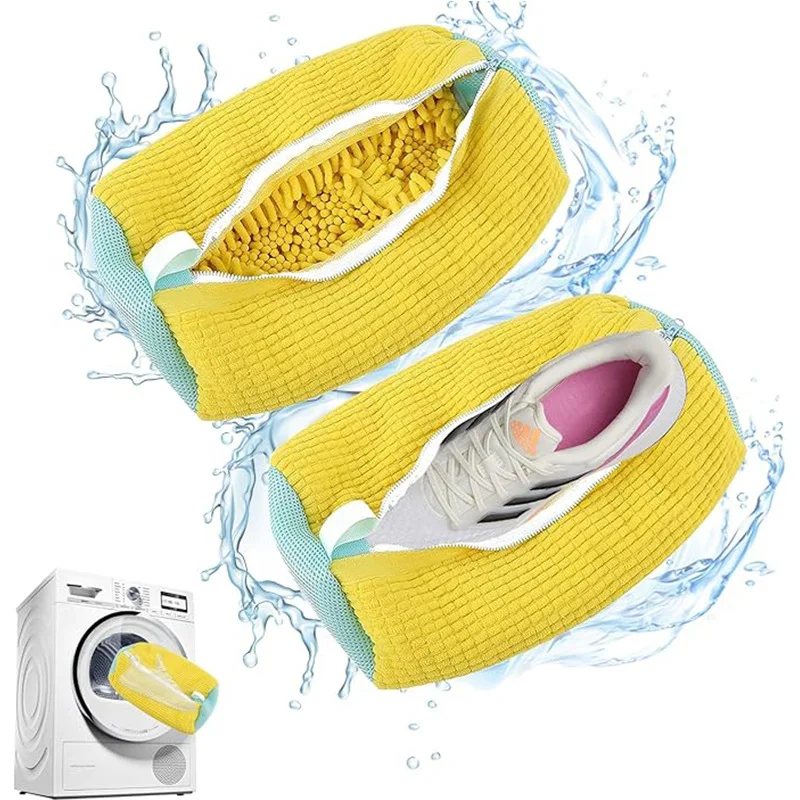 Shoe Washing Bag 1/2Pc Cotton Laundry Bag Zippers Closure Shoe Cleaning Friendly Laundry Drying Bags