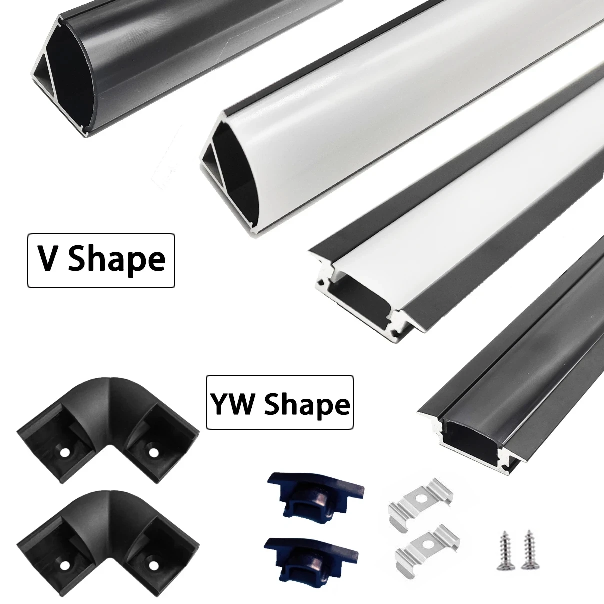 LED Light Bar V/YW/U Style Shaped 0.5m Aluminum Profile LED Bar Light Channel Holder Cover DIY Milky/Black Cover Strip Channeles