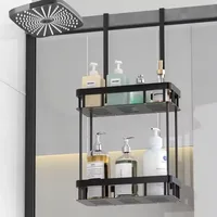 Bathroom Shelf Behind Door Multi-layer Baskets No Punching Required Hanging Towel Organizer Rack Wall Mounted Toiletries Rack 2