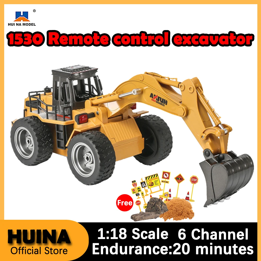 

HUINA 1530 RC Excavator Alloy 6 Channels RC Cars Engineering Vehicle Simulation Remote Control Truck Toys For Boy Adult Gift