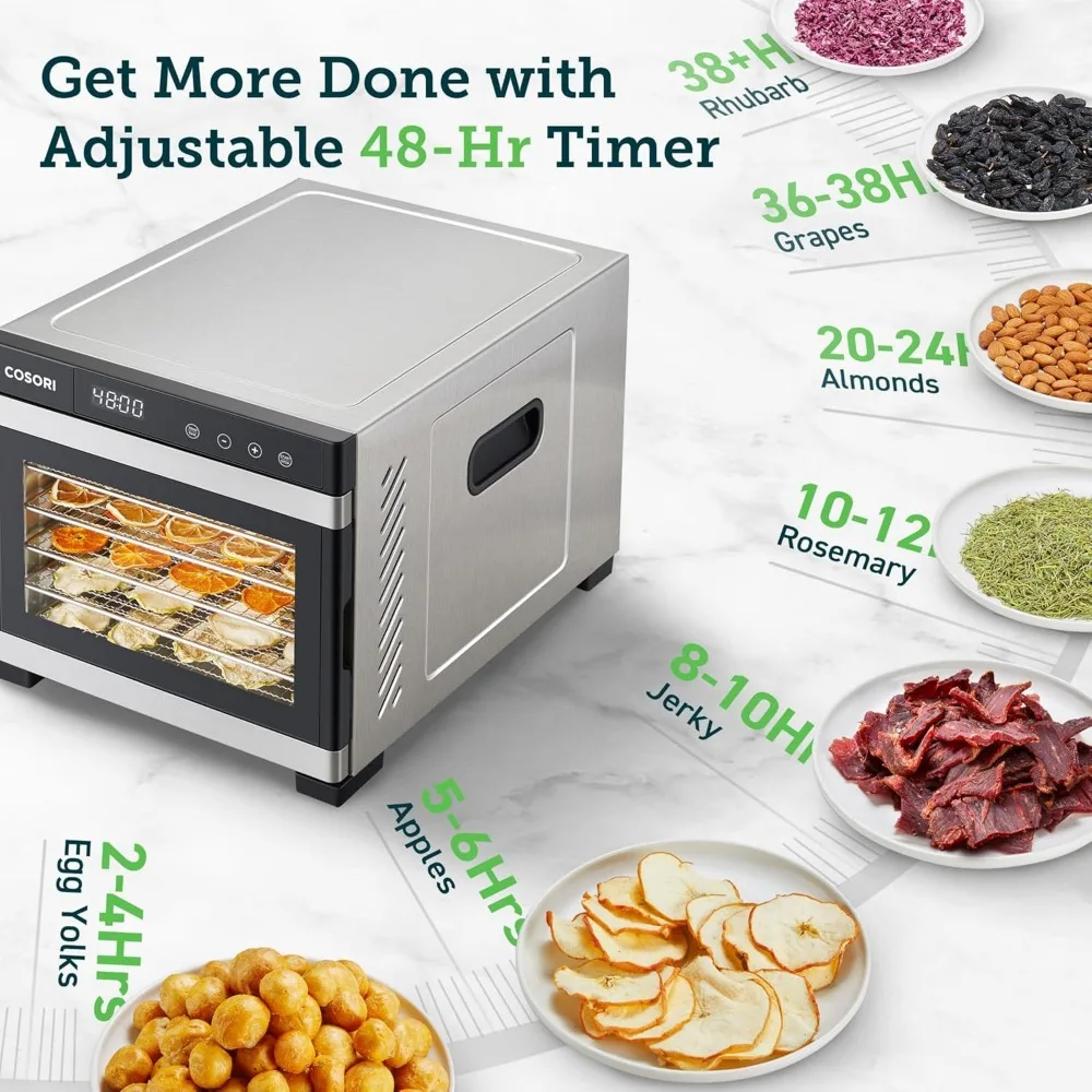 Food Dehydrator, Bigger Than 7 Trays With Large 6.5ft² Drying Space, 600W Power Saves More Time Than 480W 5