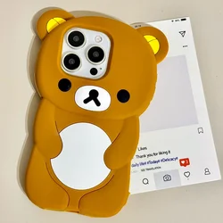 Rilakkuma Glasses 3D Cartoon Bear Silicone Phone Case - iPhone 8 - 7 (Brown Bear)