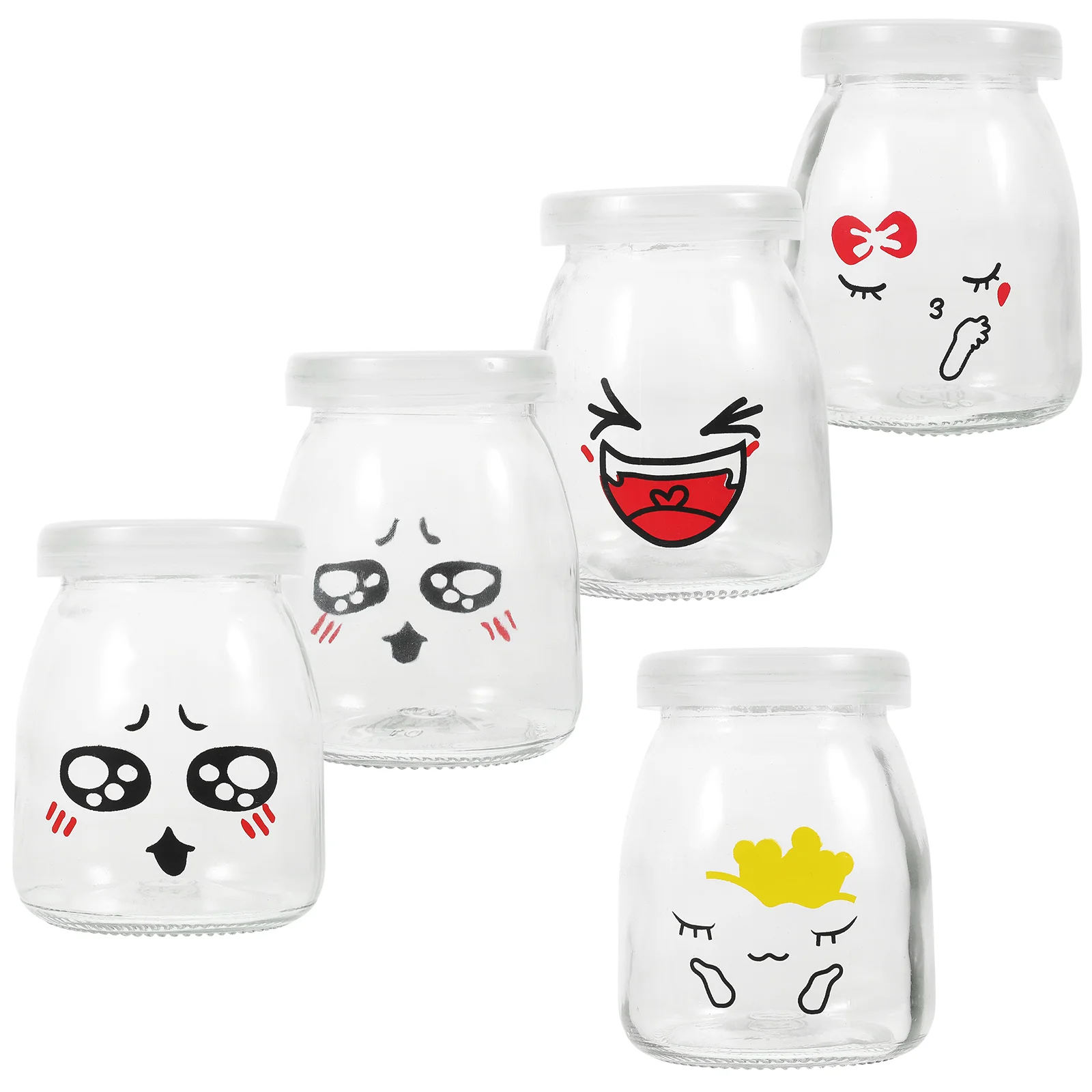 

5 Pcs Glass Jar with Lid Pudding Bottle Milk Bottle Dessert Cup Yogurt Milk Cups