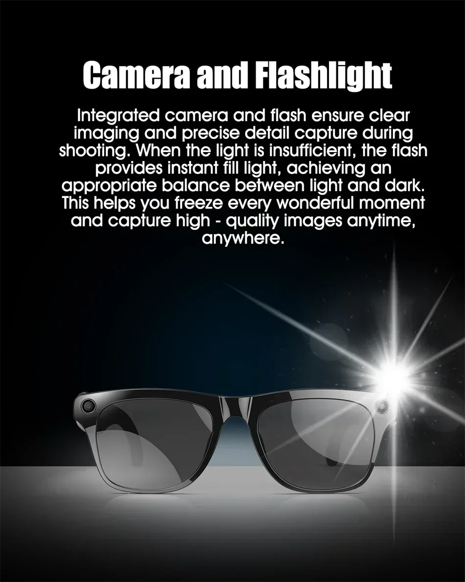 Lenovo 8K Smart Glasses With 1200mp Camera Chat Gpt Touch Sport AI Sunglasses Music Player Bluetooth Calling Voice Assistant