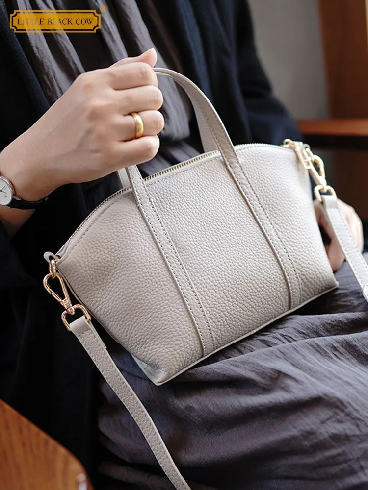 

Office Ladies Elegant Totes Handbag New Cow Genuine Leather Shoulder Bag Bolsos Mujer Women Hobos Bags Zip Single Crossbody Bags